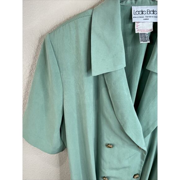 Vintage Leslie Belle Women’s Green Mint Double Breasted Dress Size 14 Secretary‎ - Picture 2 of 16